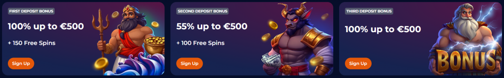 Three stages of the welcome bonus Triple welcome bonus