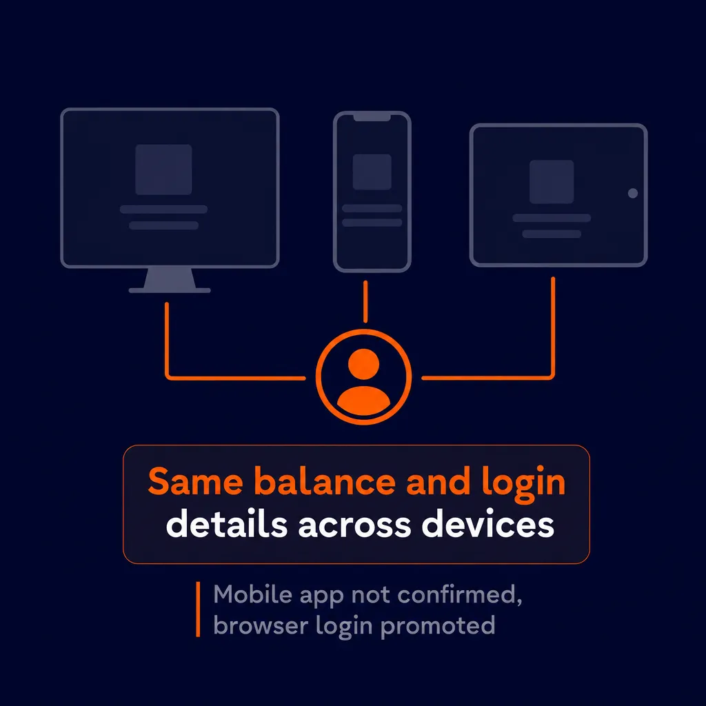Diagram of cross-device login consistency and no confirmed app