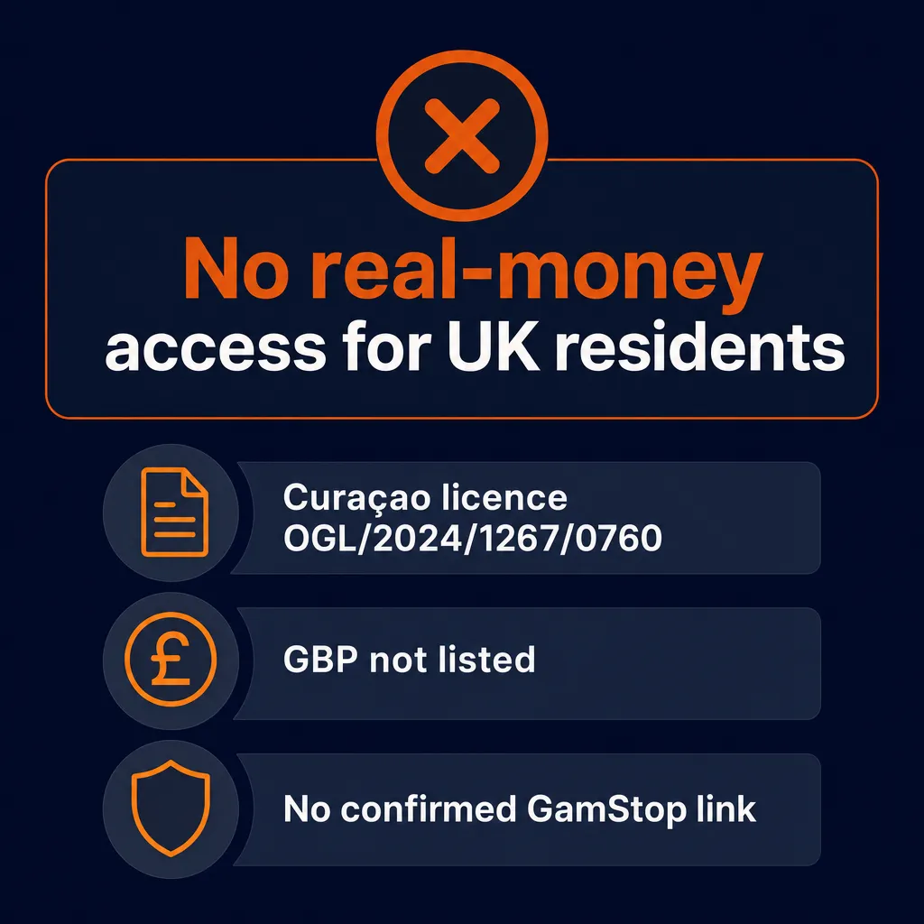 Key verdict icons on UK access to Nine Casino