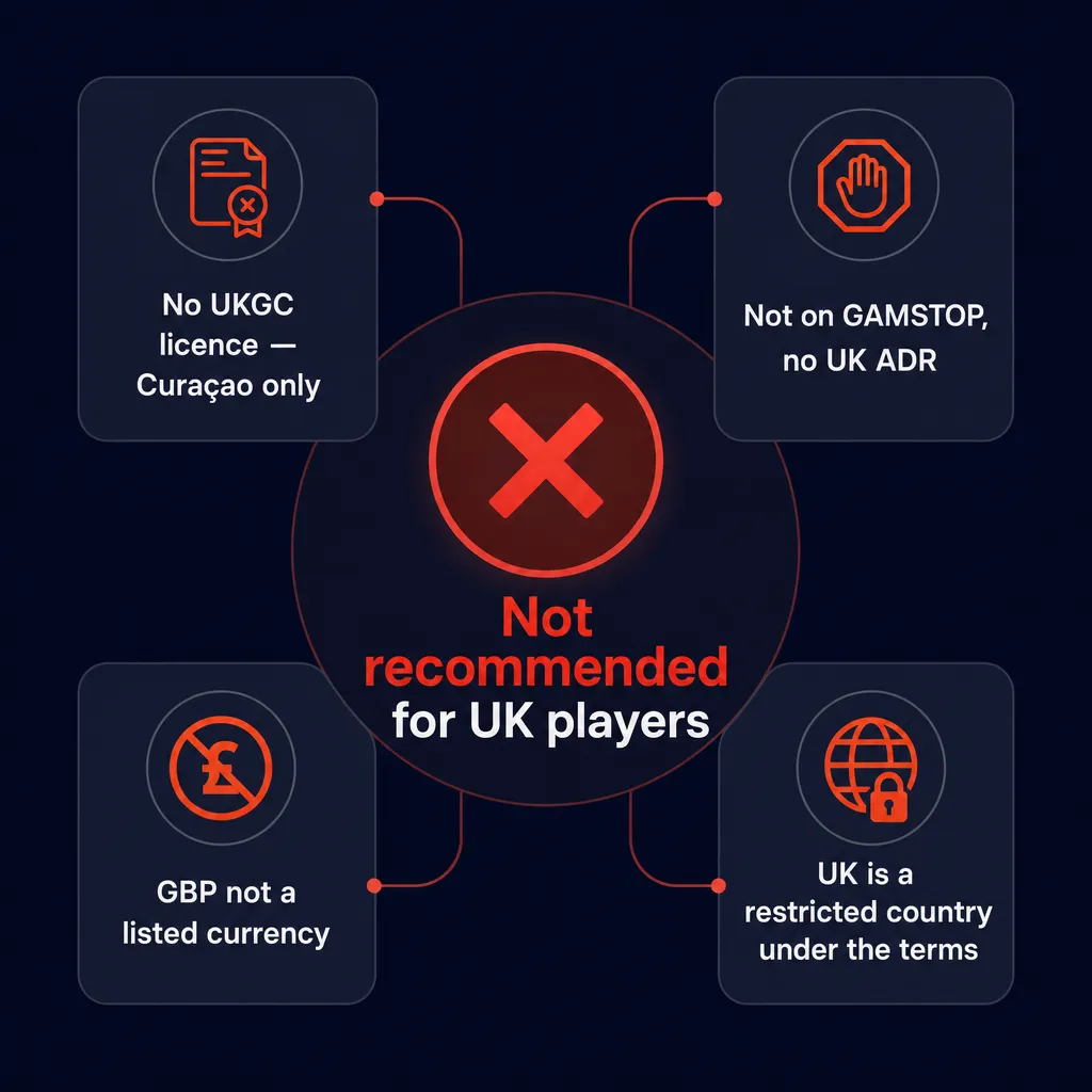 Verdict panel showing why Nine Casino excludes UK players